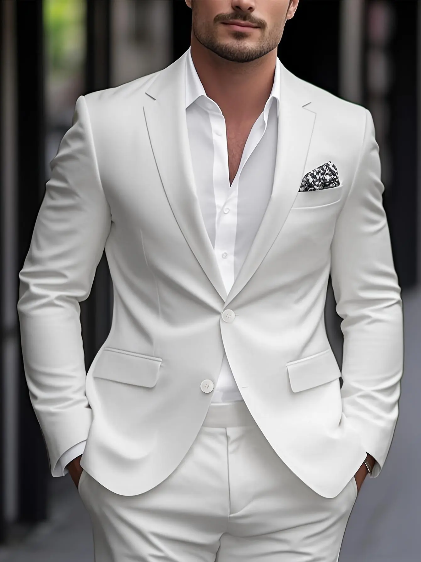 Men’s 2 Piece Slim Fit Business Suit Set Classic Formal Blazer & Matching Dress Pants, Multi Color Options, Ideal For Office Work, Job Interview, Wedding Ceremony, Dinner Party, Prom, Business Meeting, Daily Formal Wear For Adult Gentlemen Menswear Shade