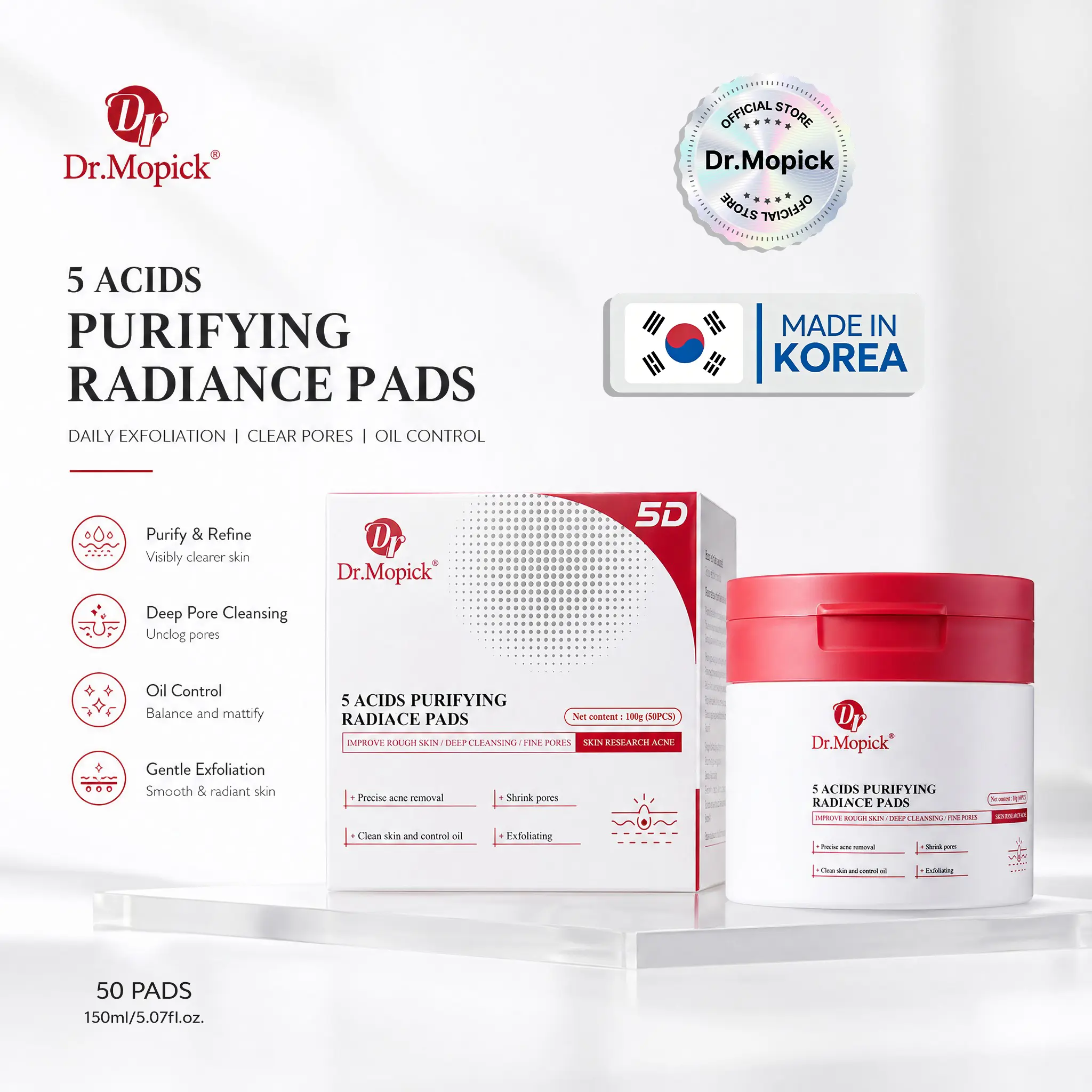 Dr.Mopick Salicylic Acid Face Exfoliating Gel | Deep Clean Pores, Smooth Blemish-Prone Skin