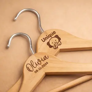 Personalized Baby Hangers – Engraved Name Wooden Hangers (2 Pack)