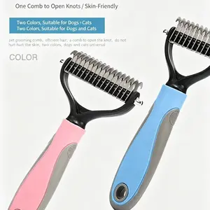 Dog and Cat Undercoat Comb, Detangling Comb, Ultra-wide Stainless Steel Teeth, Detangling, Shedding Removal, Grooming Tools, Knot Removal
