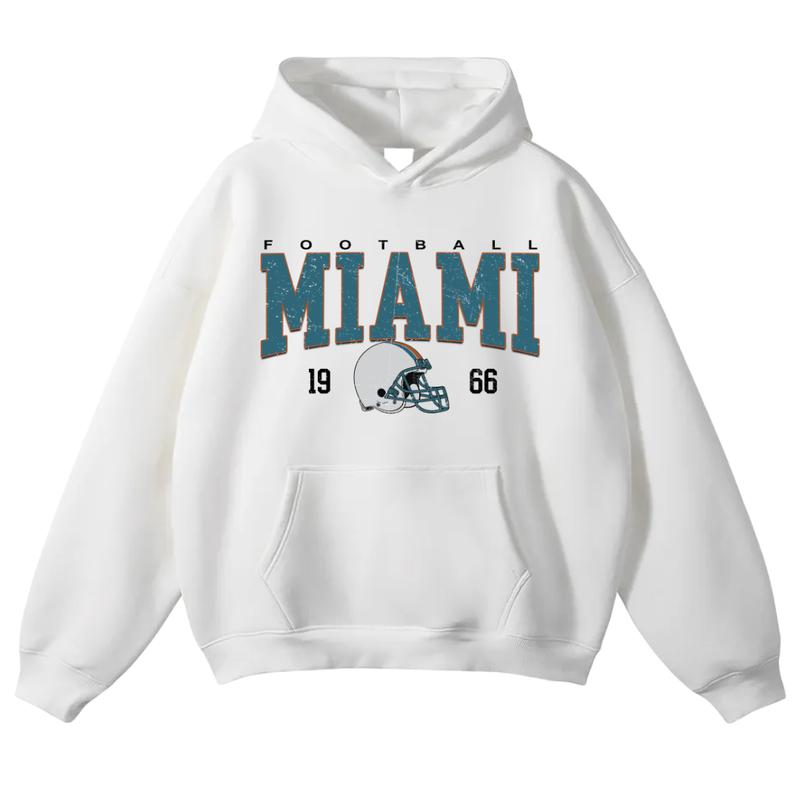 Vintage Miami Football Crewneck Hoodie, Miami Team Pullover Hoodie, Vintage Dolphin Hoodie, Dolphin Fan Apparel, Classic Miami Fan Pullover, Miami Football Supporter Gift, Miami Football Long sleeve Hoodie