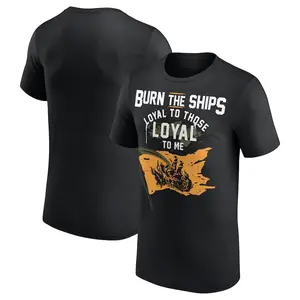 Men's Black Baron Corbin Burn The Ships T-Shirt - Mens, Hoodie, Sweatshirt Menswear Cotton Soft Top Basic Graphic