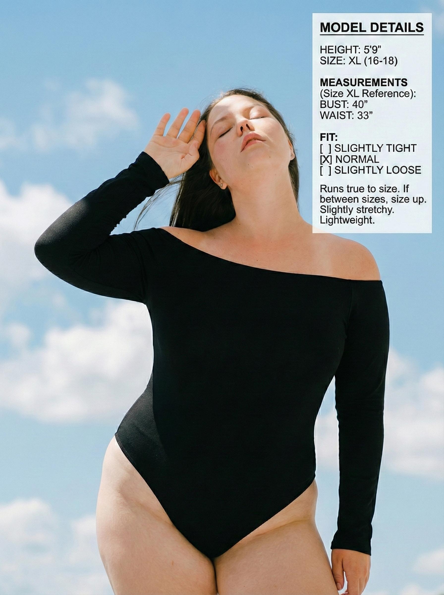 2026 Viral Women's Off The Shoulder Long Sleeve Sexy Black Bodysuit top,Curve-Hugging Minimalist Staple,Soft Micro-Elastic Slim Fit Leotard. Basic Womenswear