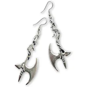 Gothic Vine Wrapped Executioner's Axe Medieval Renaissance Dangle Earrings