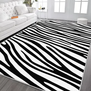 Zebra Print Area Rug, Lightweight and Easy to Clean Folding Floor Mat, Washable Home Decor for Hallway, Stairs, Bedroom and Kitchen