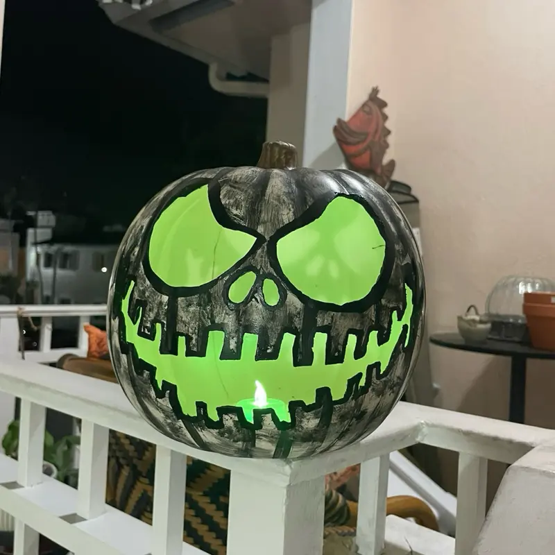 Jack-O'-Lantern Decoration - Festive Halloween Carved Pumpkin for Home, Party Display
