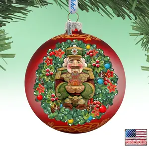 G.DeBrekht 73907 5x5.5in Painting Nutcracker Story Glass Ornament - Satin Box, Mother-Focused Festive Wreath Decor (Home & Party Supplies)