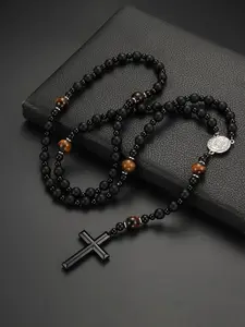 Handmade Beaded Cross Pendant Necklace, Fashion Accessory for Daily Wear and Special Occasions, Energy Healing Jewelry Gift