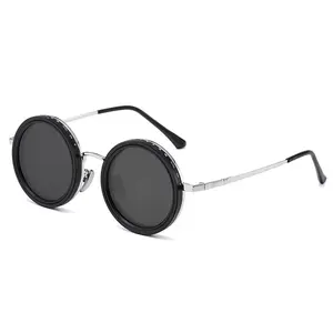 Unisex Polarized Adjustable Sunglasses - Stainless Steel Retro Frames, Steampunk Pilot Design, Anti-Glare UV400 Lenses, Lightweight, Anti-Slip Ear Hooks, Celebrity Style, Beach Essential, Gift Box Included, Large LED Light Blocking