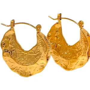 Vintage Style Geometric Hoop Earrings - Stainless Steel - Waterproof - Chunky Bold Earrings - Statement Earrings