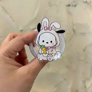 Kawaii Bunny Puppy Phone Grip - Cute Carrot Magnetic Holder - Pastel Phone Accessory