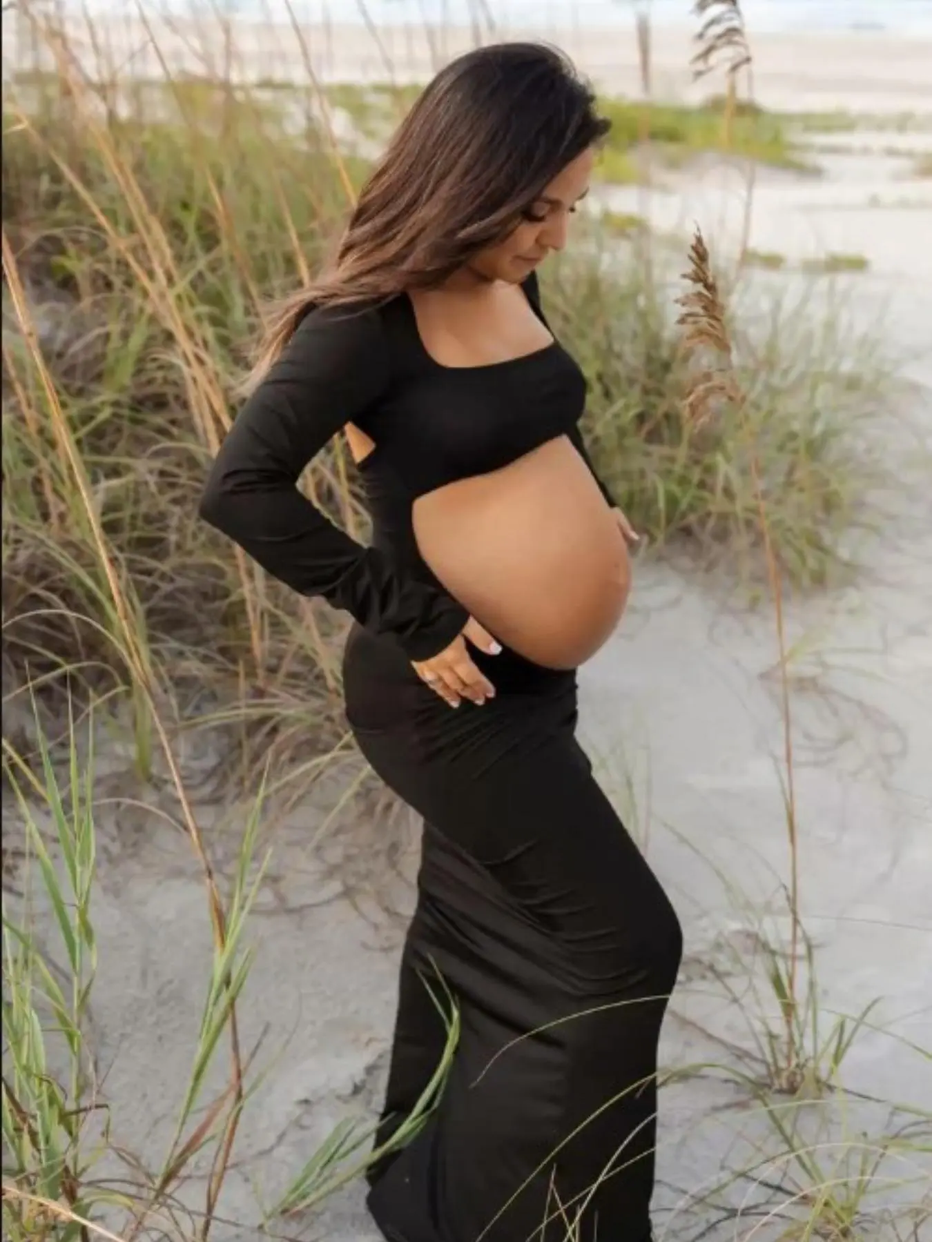Maternity Solid Cut Out Backless Dress, Long Sleeve Square Neck Maxi Dress for Photoshoot Baby Shower Party, Maternity Clothes, Maternity outfits, Maternity clothing, Maternity Apparel, Pregnant Dresses for Fall, Maternity Dresses - Maternity Solid Cut Out Backless Dress, Long Sleeve Square Neck Maxi Dress for Photoshoot Baby Shower Party, Maternity Clothes, Maternity outfits, Maternity clothing, Maternity Apparel, Pregnant Dresses for Fall, Maternity Dresses -