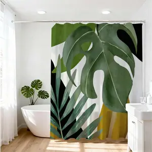 1pc Elevate Your Bathroom Decor with Leafy Green Shower Curtain - Transform Home Style with Modern Patterns and Refreshing Colors - Ideal for Bathroom Decoration and Home Makeover - Brighten Your Space with Stylish Bathing Shower Curtain