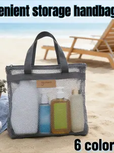 Large Mesh Toiletry Tote Bag Portable Shower Caddy Bath Organizer with Durable Handles Zipper Travel Storage Beach Swimming Bag