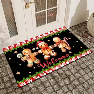 1Pc Welcome To The Christmas Gingerbread Man Silica Mud Anti-Slip Water-Absorbing Door Mat For Indoor And Outdoor Use Kitchen  Dining Room Bathroom Bedroom And Holiday Home Decor