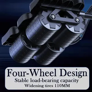 4 Wheels Ab Roller with Mat - Automatic Rebound Abdominal Abs Roller Wheel, New Four-wheel Abdominal Wheel Black
