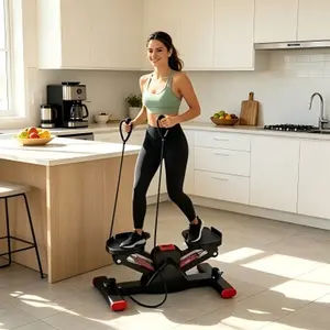 Folding Core Trainer Steppers, Compact Mini Hydraulic Twist Stepper with Detachable Resistance Bands & Digital Counter, Portable Metal Frame Home Cardio Equipment for Home-Office Workouts (Easy to Use)