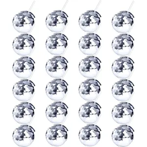 25 count Disco Ball Cups, 20Oz Disco Party Cups with Lid and  Straw Flash Ball  Cup for Party Nightclub Bar Supplies  Drinking Syrup  Bottle ()