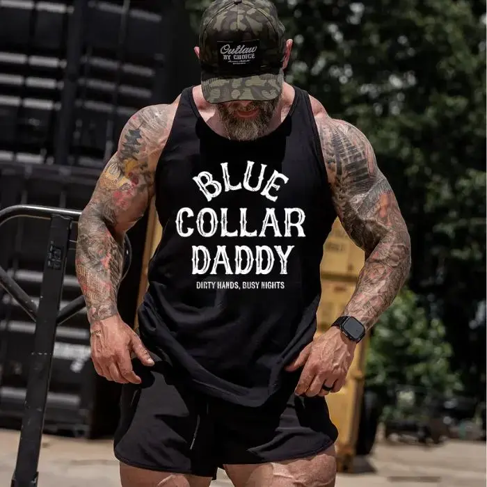 Blue Collar Daddy Dirty Hands Busy Nights Men’s Tank Top, Funny Workwear Sleeveless Shirt, Gift For Blue Collar Dad Hoodie - Sweatshirt