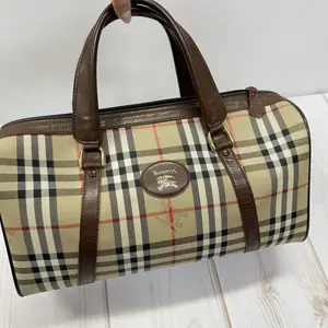 Pre-owned BURBERRY 1 Shoulder Bags Vintage Nova Check Canvas Boston Bag YX