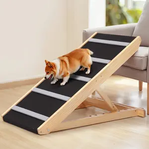Folding Wooden Pet Ramp for Bed, Extra Wide Dog Ramp, Adjustable from 15.2" to 23", with 23" Long Ramp, Adjustable Dog Ramp for Small, Large, Old Dogs & Cats, Suitable for Couch, Sofa, Car, Portable Stable Dog Pet Steps, Supports Up to 200lbs, dealsforyou