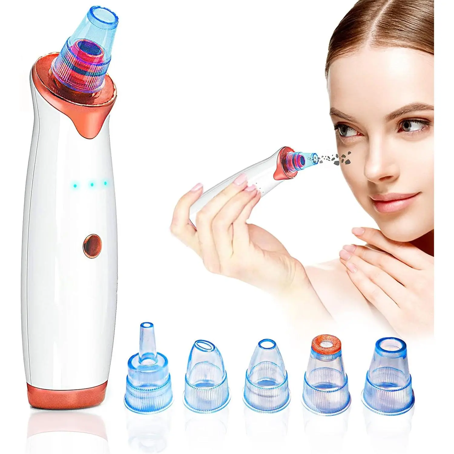 Electric Blackhead Remover Pore Vacuum - USB Rechargeable Deep Pore Extractor with 3 Suction Levels - Facial Cleaner for Acne, Grease, Comedones, Whiteheads (For Women & Men), Deep Pore Extractors