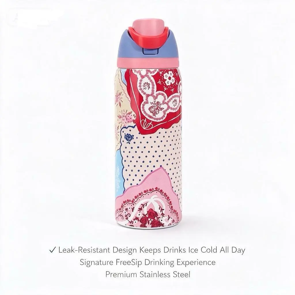 Owala FreeSip 32oz Insulated Stainless Steel Drinkware Water Bottle - Pink Floral Gradient, Leakproof Lid, Straw-Included Aesthetic Bottle for Girls, Gym & Everyday Hydration