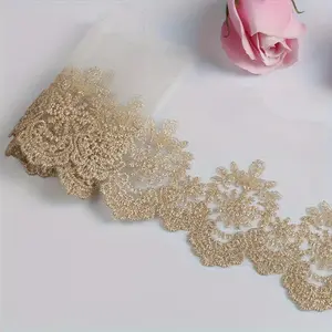 3 Yards Golden Lace Trim - Perfect for DIY Clothing, Doll Outfits, Curtains & Home Decor Crafts