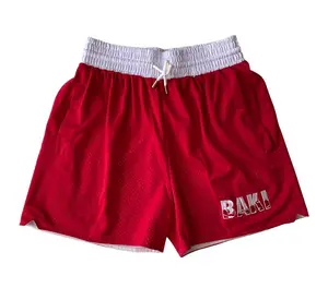 BAKI Men's Basketball Shorts Workout Sport Knee Pants with Pockets Athletic Sweat Walking Summer Embroidery Black Red and White Shorts