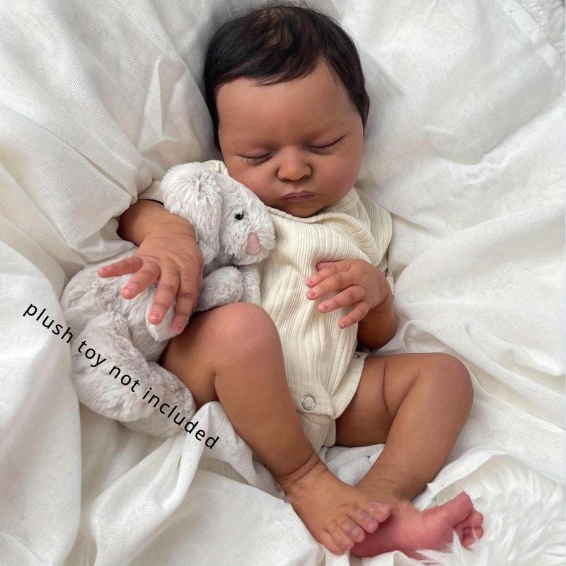 GUESSBELLY 20Inch 50cm Asleep Reborn Black Baby Art Doll Like Real (Cloth Body, Soft Vinyl Limb) Newborn Doll Girl Birthday Gift for 3+ Kids