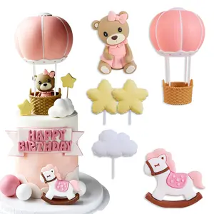 Hot Air Balloon Cake Decoration Set, Includes Dress Bear Cloud Star Horse, Perfect for Birthdays Weddings Anniversaries