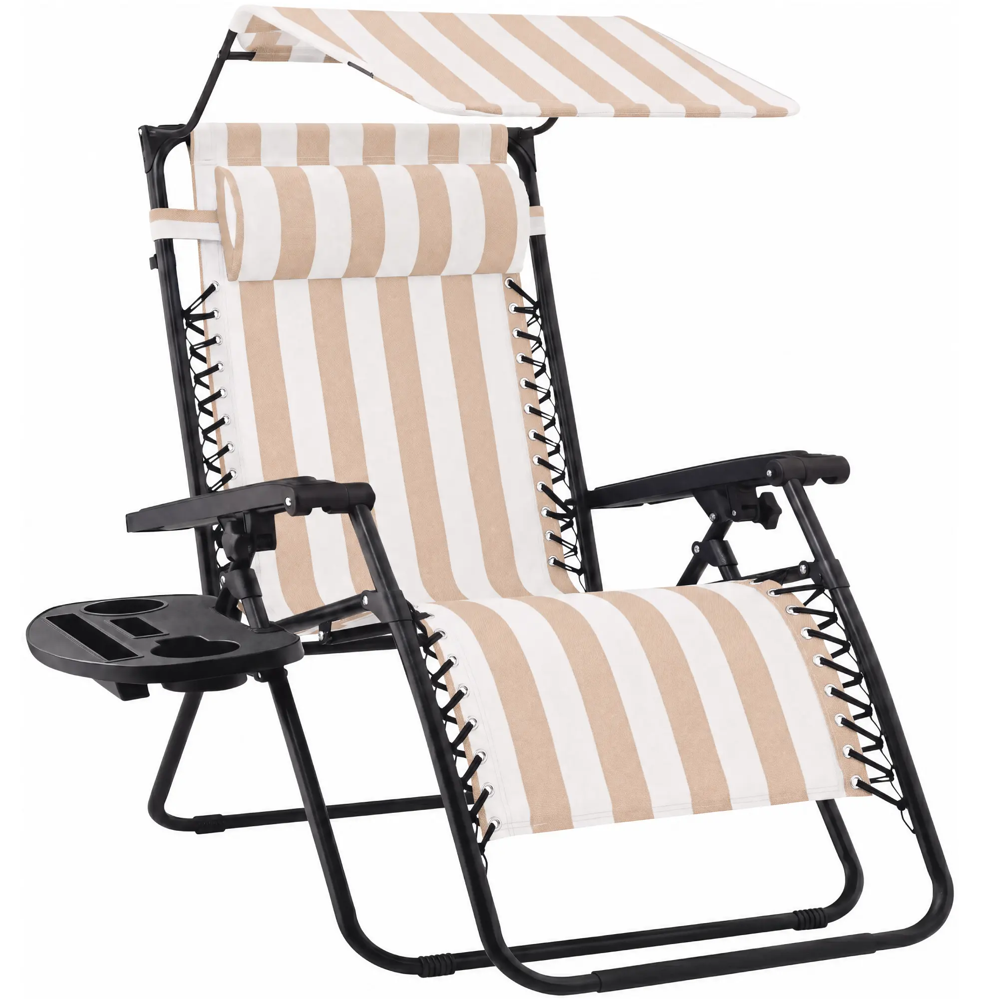 Best Choice Products Folding Zero Gravity Recliner Patio Lounge Chair w/ Canopy Shade