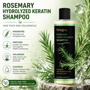 HOEGOA Rosemary & Hydrolyzed Keratin Shampoo, Hair Thickening Shampoo for Fuller-Looking Hair, Strengthening Shampoo for Fine, Thin, Dry Hair, Helps Reduce Breakage, Nourishing Scalp & Hair Care, 100ml / 3.38 fl oz