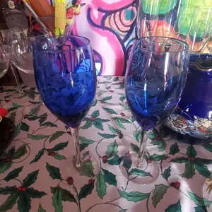Blue wine glasses : set of 2  perfect for celebration cocktail glassware