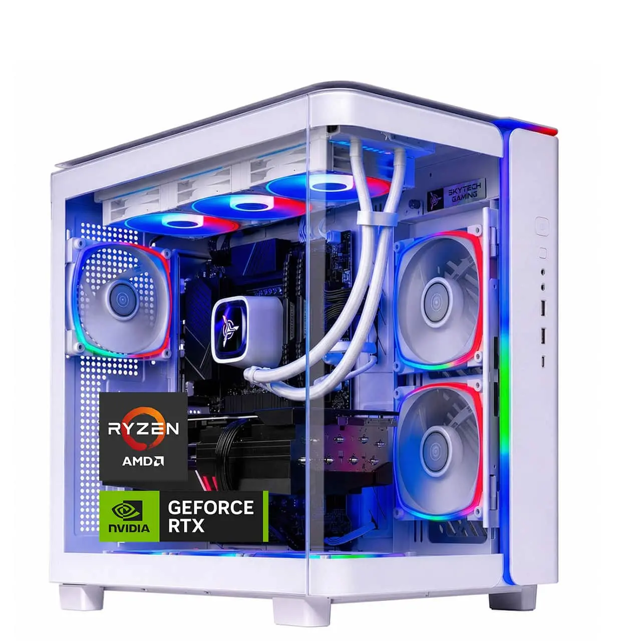 Skytech Gaming - King 95 Gaming PC - AMD Ryzen 7 9700X - 16GB Memory - NVIDIA GeForce RTX 5070 - 1TB NVMe SSD - White