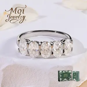 Brilliant 5-Stone Oval-Cut Synthetic Moissanite chunky Ring, Timeless s925 sterling silver Cluster Engagement Ring, Perfect Gift for Anniversary Rings