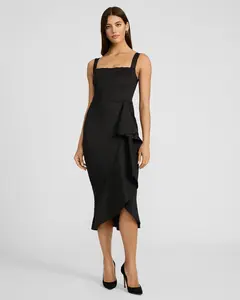 Express Ruffle Square Neck Sleeveless Midi Dress