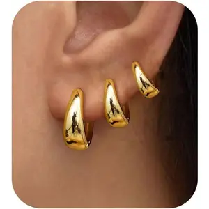 Gold Hoop Earrings for Women Trendy Chunky Gold Earrings Huggie Dainty Earrings Gold Jewelry for Women