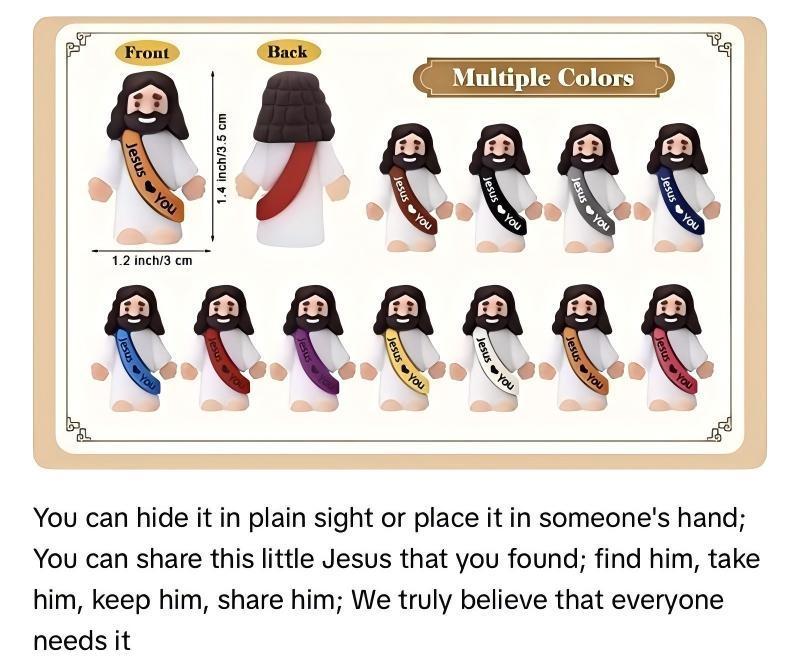 30/60Pcs Little Jesus Figures, Mini Jesus Figurines in bulk, Jesus loves you figures, Easter Jesus Love You Mini Rubber Toys to Hide and Seek Religious Party Favors Sunday School Baptism Gifts Easter Egg Stuffers(random colors )