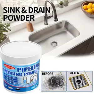 Jokjok Drain Powder Cleaner, Drain Clog Remover, Fast-Acting Formula Dissolves Hair & Grease, Suitable for Bathroom, Shower, Bathtub, Sink Drains