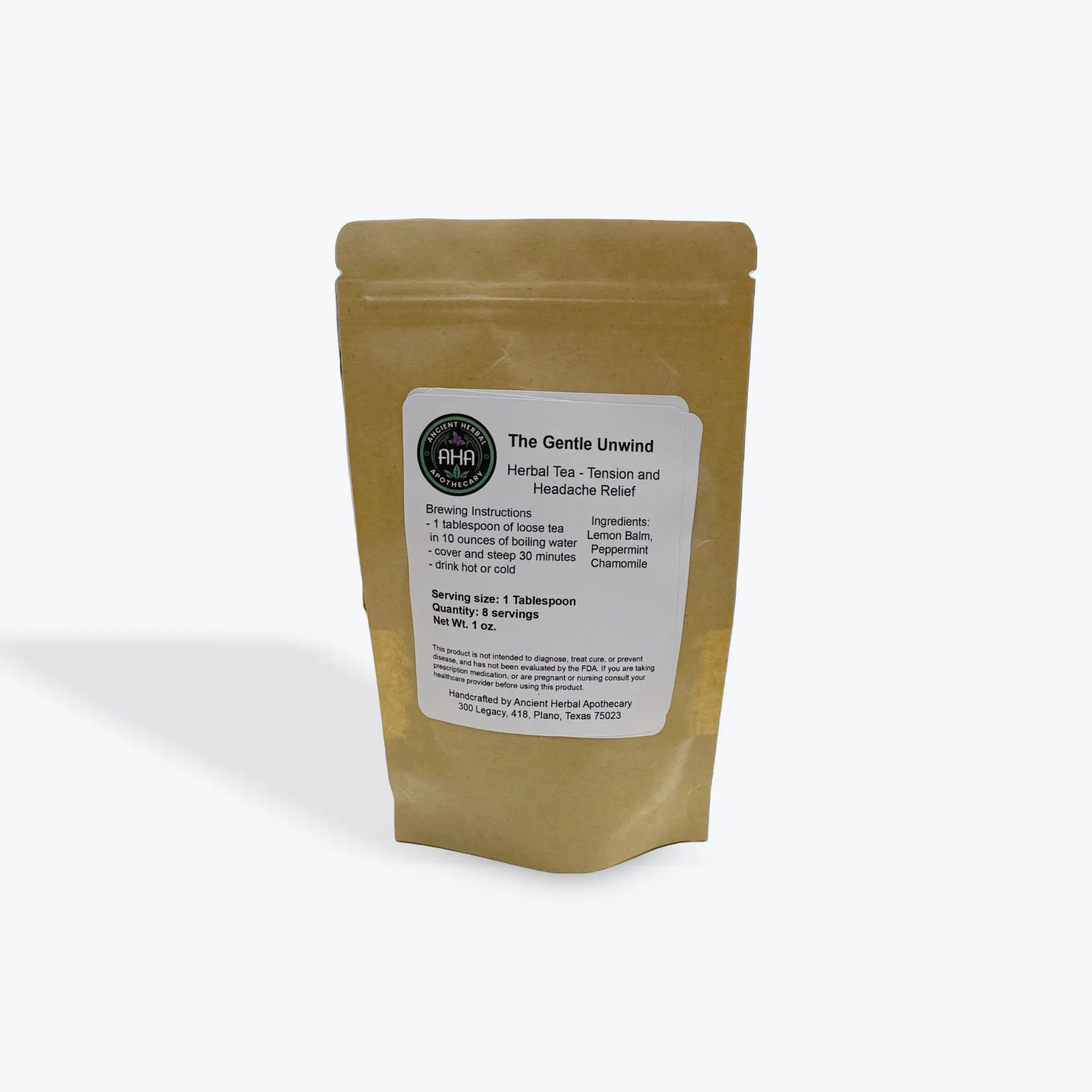 Ancient Herbal Apothecary The Gentle Unwind Herbal Tea for Tension & Headache Relief with Lemon Balm Peppermint & Chamomile