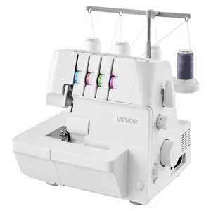 fathersdaygift  VEVOR Serger Overlock Sewing Machine, 1250 Stitches Per Minute, 2-3-4 Thread Capability, 0.7-2 Adjustable Differential Feed, with Free Arm and LED Light, Sewing Machine for Various Fabrics, White