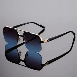 Men Pilot Sunglasses Flat Top Half Frame UV400 Protection Vintage Aviator Style Shades Classic Casual Sunglasses for Travel Outdoor Driving Beach and Daily Wear tiktokshopspringglowup
