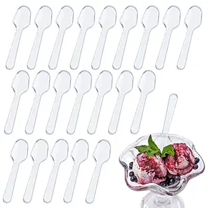 Mini Transparent Disposable Sampling Spoons, 20/50/100pcs, Ideal for Jelly, Yogurt, Ice Cream, Cake, Desserts, Spice, 2.95x0.79 Inches