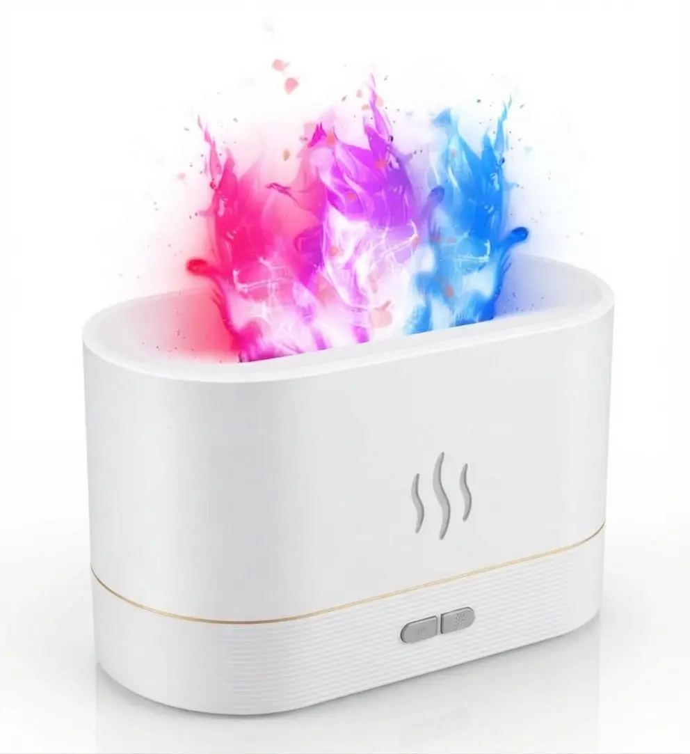 7-Color Flame Water Diffuser for Home, Flame Diffuser Aromatherapy Machine with Essential Oil, 20dB Ultra-Quiet Operation, 8-Hour Runtime, Smart LED Lights, Automatic Power-Off Protection, Home Office Gift