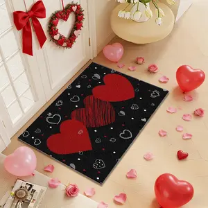 Valentine's Day Faux Wool Rug, Indoor Outdoor Non-Slip Mat, Door Mat, Kitchen Dining Hallway Bathroom Bedroom Decor
