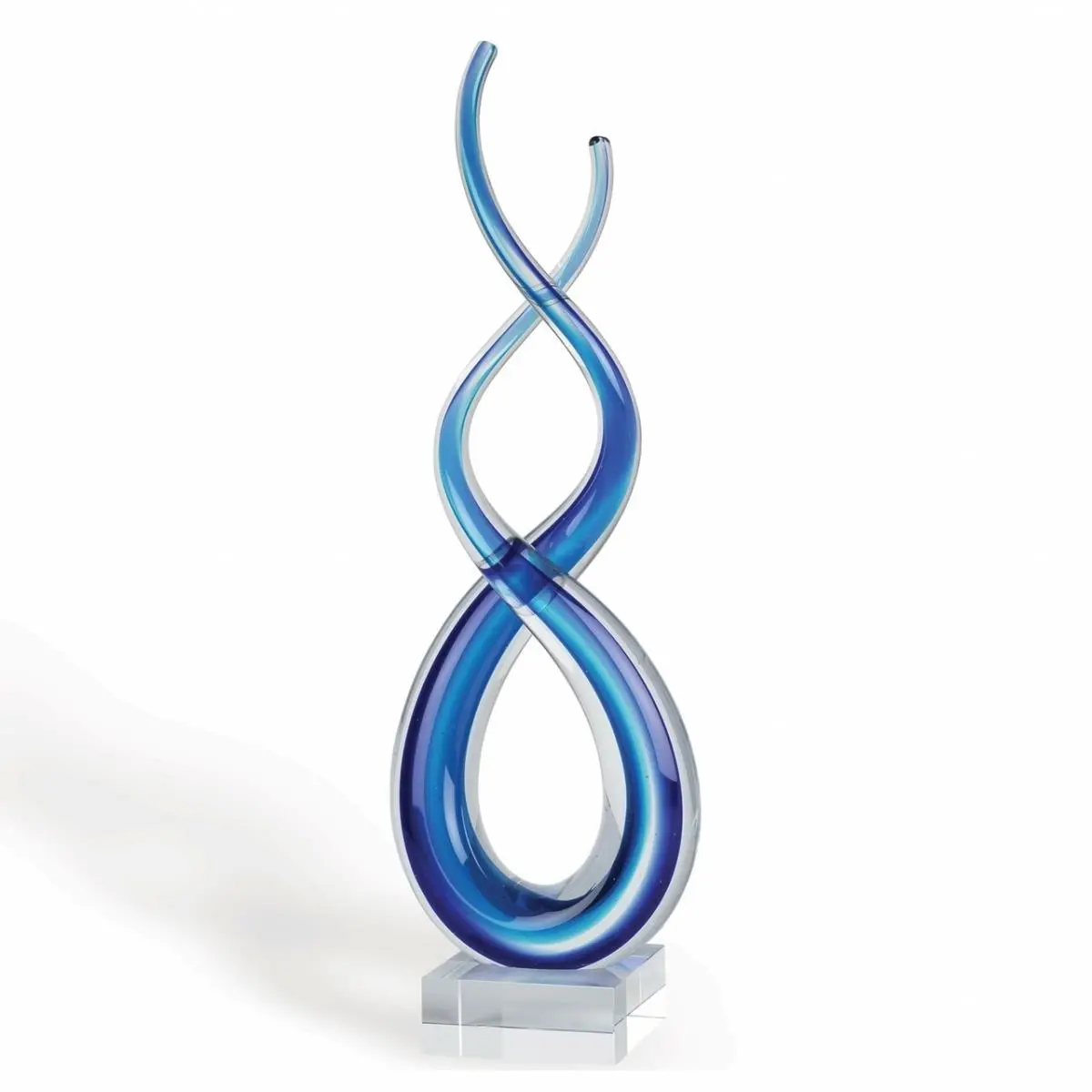 212 MAIN 9 in. Blue-Multicolor Art Glass Centerpiece, Indoor Home Decoration, Festive Party Ornament