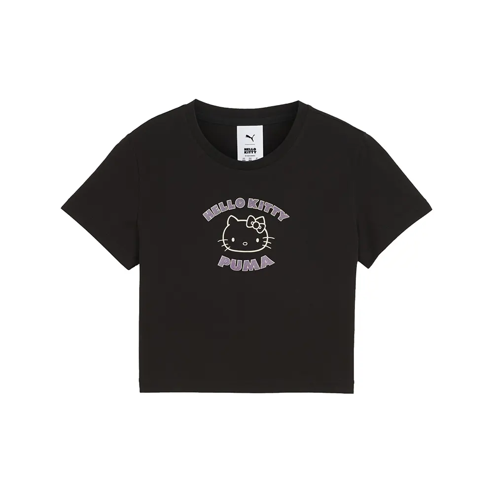 PUMA Womens X Hello Kitty Graphic Crew Neck Short Sleeve Crop Casual Tops Casual - Black PUMA Womens X Hello Kitty Graphic Crew Neck Short Sleeve Crop Casual Tops Casual - Black