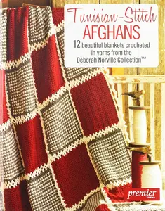 Tunisian-Stitch Afghans - 12 Colorful Crocheted Blankets Made with Deborah Norville Line Yarns, Ideal for Cables & Fans Themed Spaces