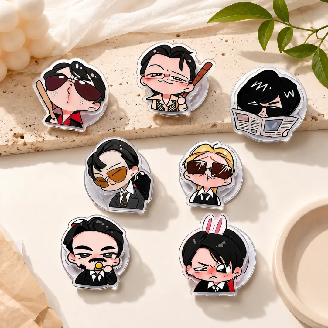 Arirrang Kawaii Chibi Boy Band Phone Grip Set - Korean Style Cartoon Character Acrylic Cell Phone Holder Grip, Cute Kpop Aesthetic Gift Fans
